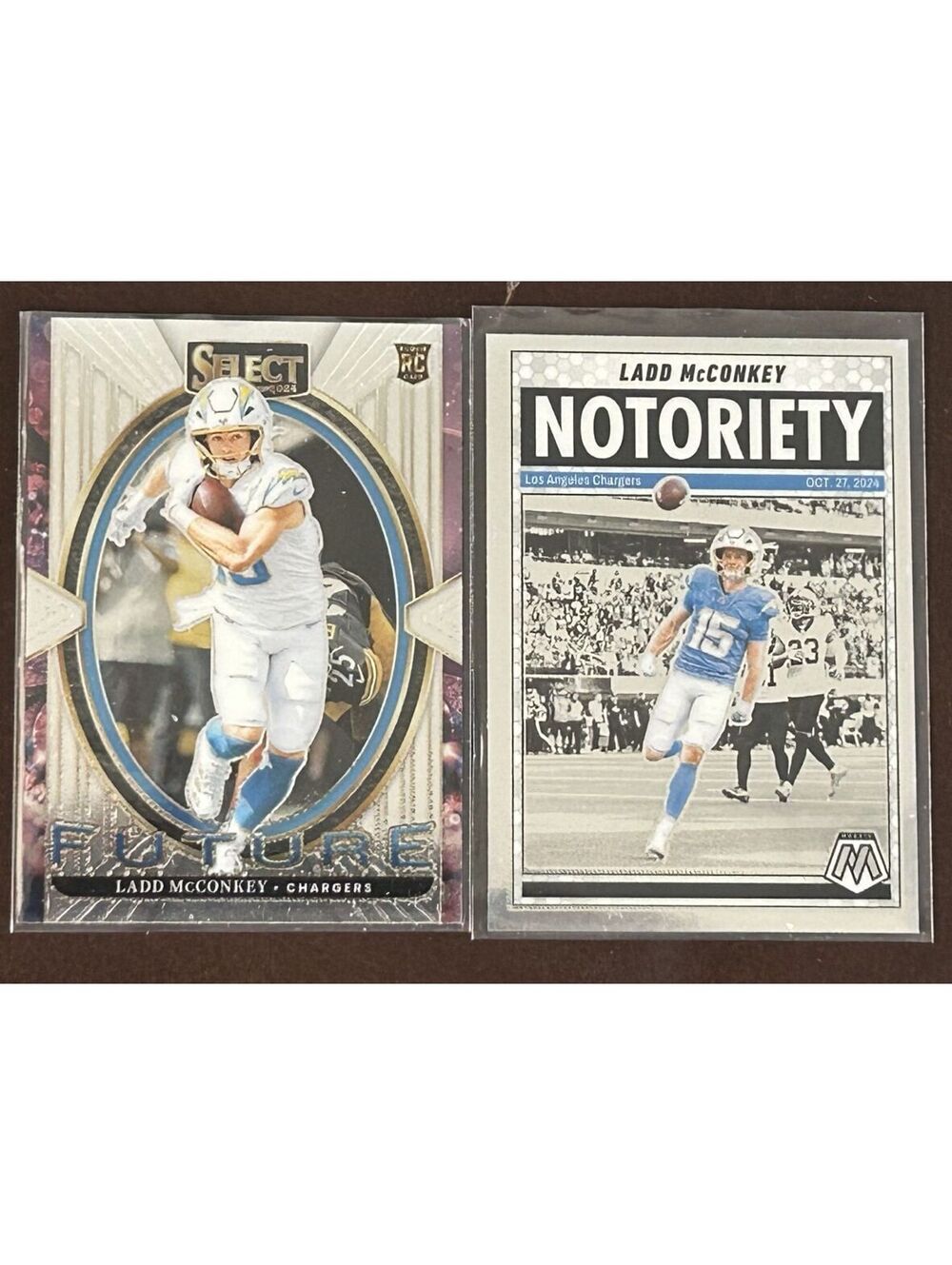 2024 WR LADD MCCONKEY PANINI SELECT FUTURE #19 RC + 2025 MOSAIC NOTORIETY NM LOT